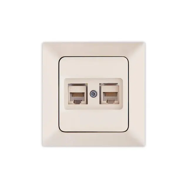 Πρίζα Data Cat 6 Rj 45 Διπλή Μπεζ 8.2x8.2x3.6cm