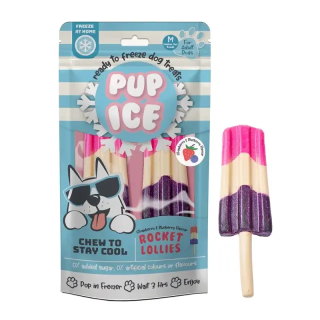 Pup Ice Παγωτό με γεύση Βατόμουρο και Φράουλα 90gr Μονόχρωμο