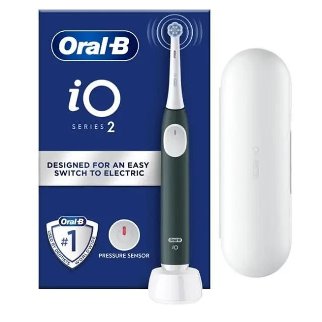 Oral B iΟ Series 2 Clean + Care Green + Travel Case Ηλεκτρική Οδοντόβουρτσα Πράσινη με Θήκη Ταξιδιού, 1σετ