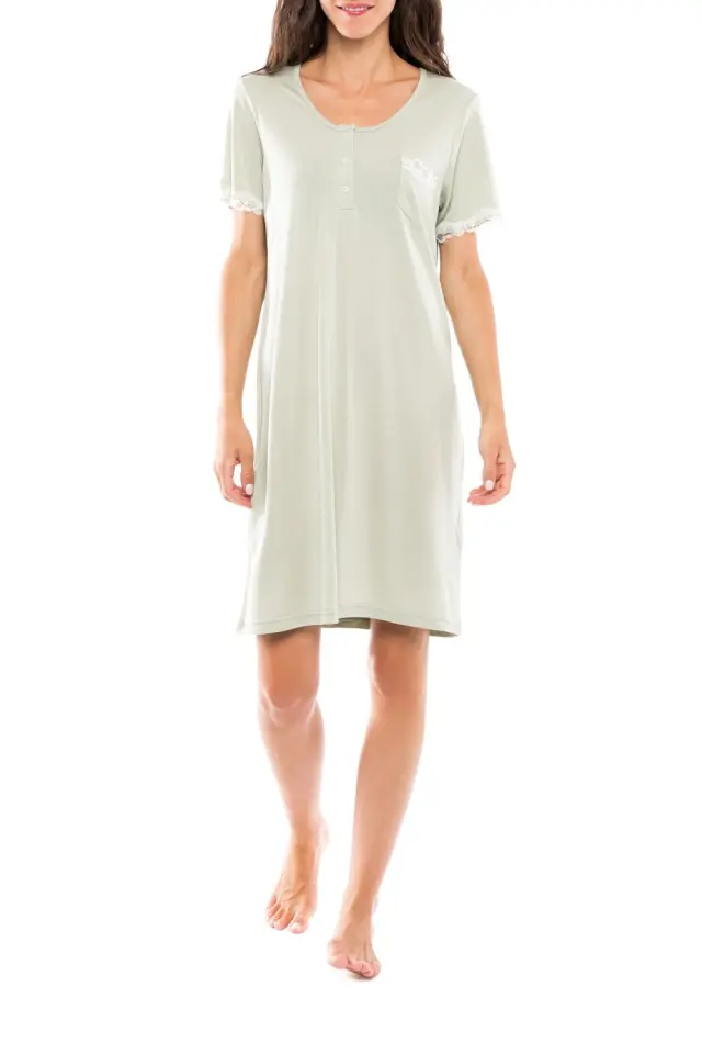 S1115 - Type - NIGHTGOWN SOLID GREEN GEOMETRIC - M
