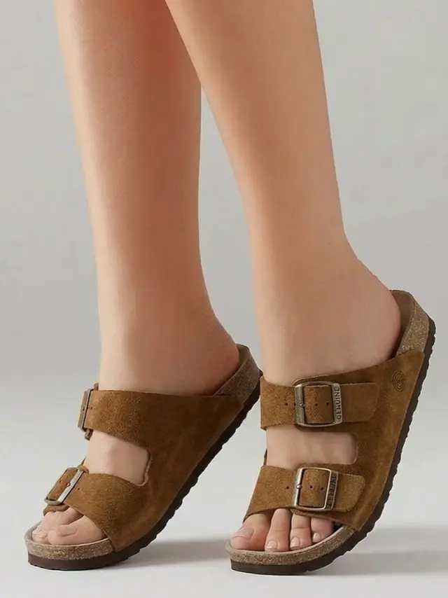 Genuins Παντόφλες Γυναικείο δέρμα Nubuck Καφέ GEN/HAWAII SUEDE G106557 MANDORL 2