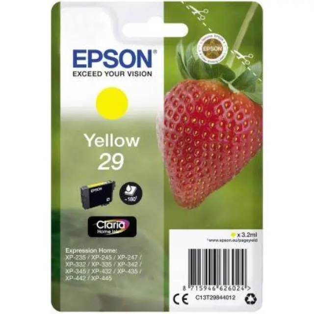 Epson 29 Γνήσιο Μελάνι Εκτυπωτή InkJet Κίτρινο (C13T29844010 C13T29844012)