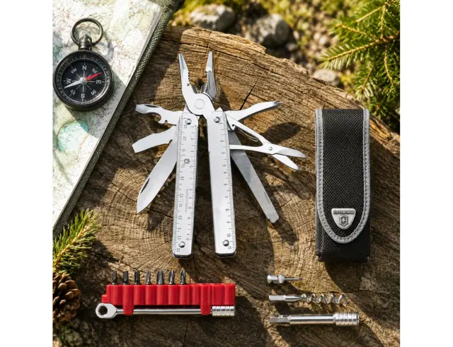 Ελβετικό Πολυεργαλείο Victorinox Swiss Tool X Plus Ratchet με θήκη, 38 λειτουργίες και μήκος 11.5cm - Silver 3.0339.N