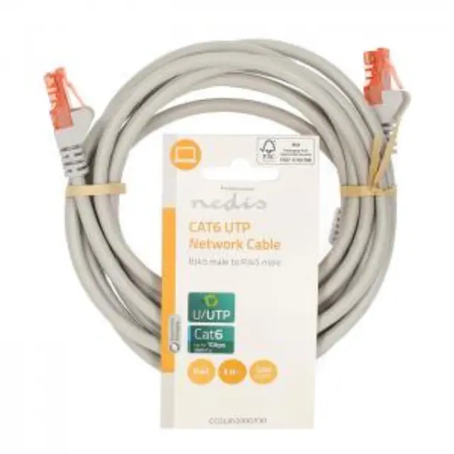 Καλώδιο δικτύου CAT 6, U/UTP, 3.00m σε γκρι χρώμα. 3