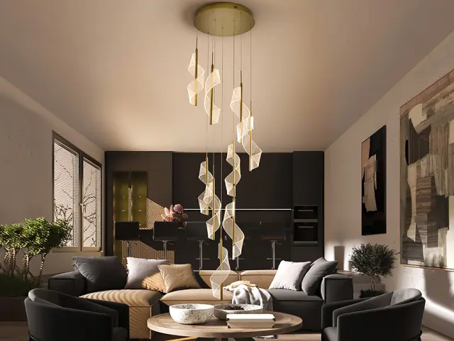 Velas 351492 – Κρεμαστό LED Φωτιστικό 9Φ Χρυσό 78W Dimmable 3000K 2