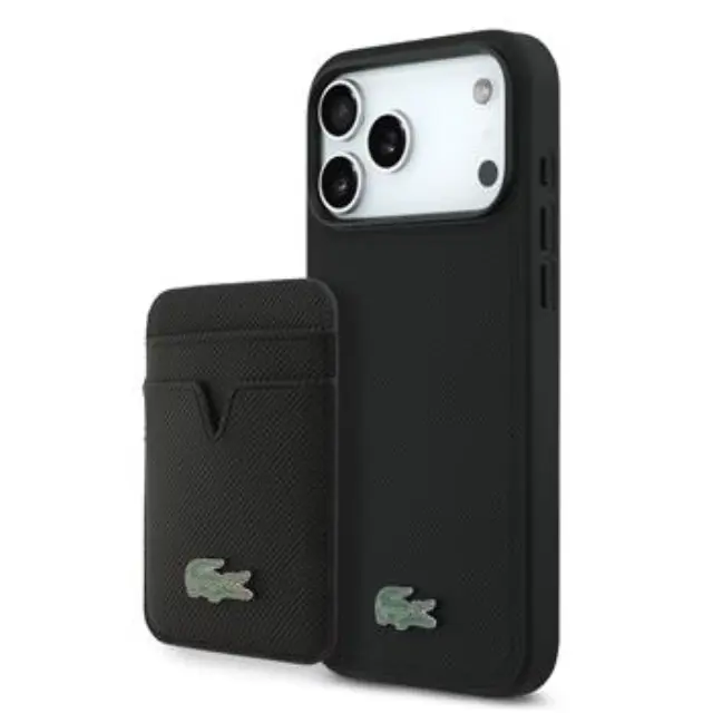 Lacoste Iconic Petit Pique MagSafe Case + Wallet for iPhone 18 Pro Max Black