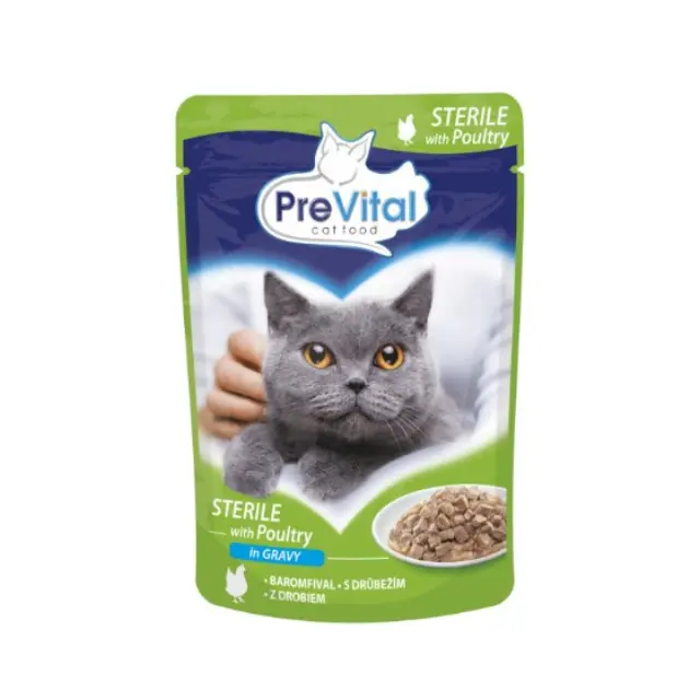 PREVITAL Cat Food Sterile Poultry in Sauce - Wet Cat Food - Pouch 100 g
