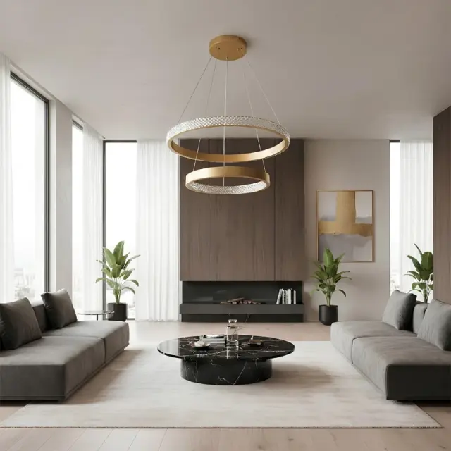 DIAMOND Κρεμαστό Φωτιστικό Οροφής LED 75W CCT με Χειριστήριο Χρυσό KLV-101-0236 2