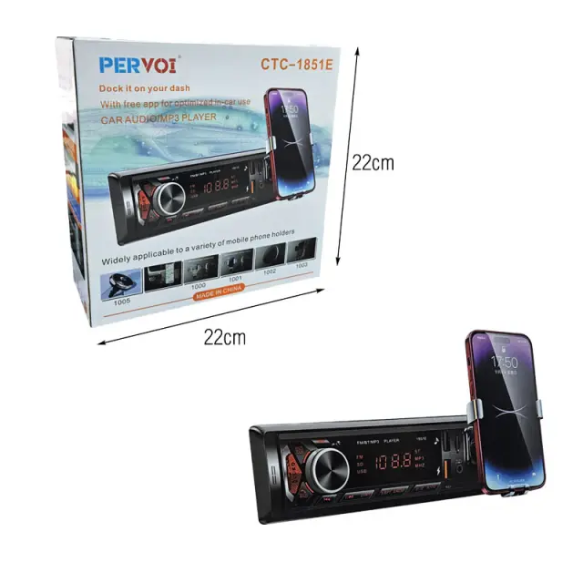 PerVoi Ράδιο Αυτοκινήτου Με Βάση Κινητού MP3 Player CTC-1851E – Car Radio With Phone Holder MP3 Player 014498 2