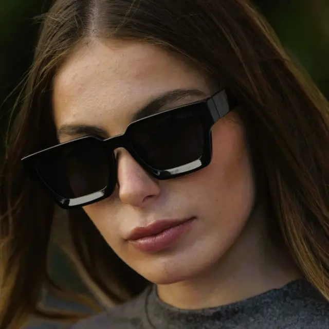 Ghetto Square Luxury Retro Sunglasses Black Frame Unisex 2