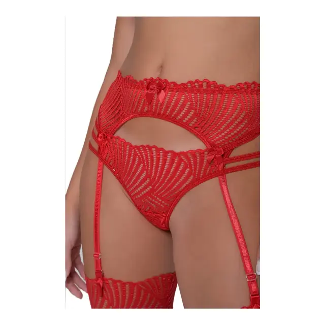 Milena Γυναικείο G-String Δαντέλενιο Τρία Λάστιχα, Χρώμα Κόκκινο - M 2