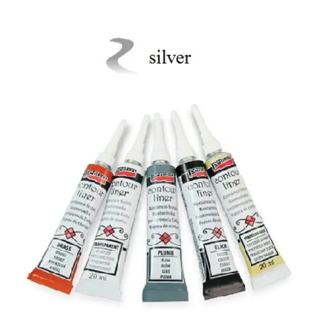 Contour Liner ανάγλυφο περίγραμμα Pentart 20ml - Ασημί μεταλλικό