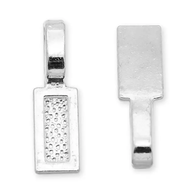 Κρεμασταράκι Rectangle Shape 26x8x1mm - Antique Silver - 10τεμ