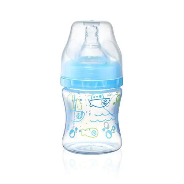 BabyOno μπιμπερό Anti-Colic με θηλή σιλικόνης και φαρδύ λαιμό 0m+, 120ml - Μπλε