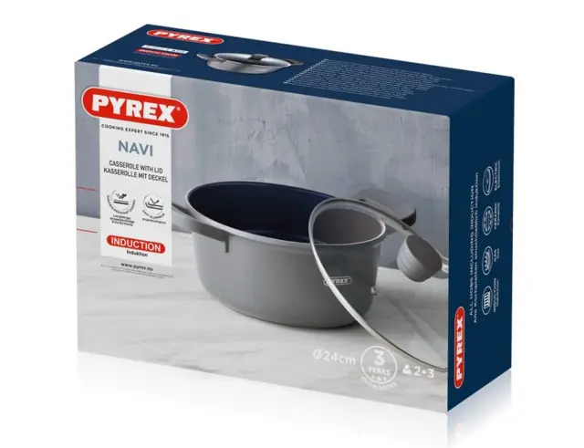 Κατσαρόλα Pyrex Navi με καπάκι, αντικολλητική επίστρωση, διάμετρο 24cm και χωρητικότητα 4.5L 27505 2