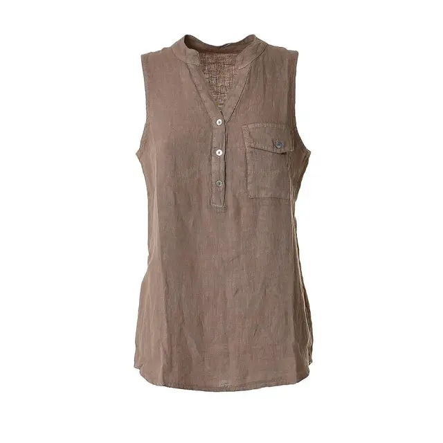 Μπλούζα Σκούρο Μπεζ Μέγεθος One Size (100% Λινό) 5-41-130-0004