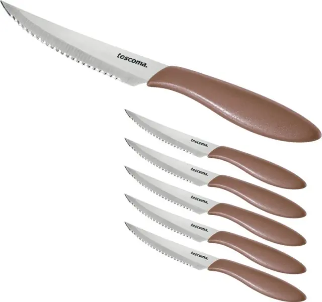 Tescoma Σετ 6 Μαχαιριών Steak Ανοξείδωτα Presto 12cm Καφέ