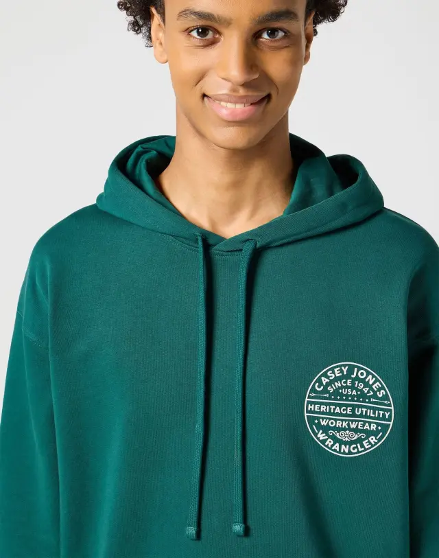 Wrangler Χ Casey Jones Ανδρικό 112357284 Φούτερ με Κουκούλα Βαμβακερό Oversize-Fit – June Bug - S 3