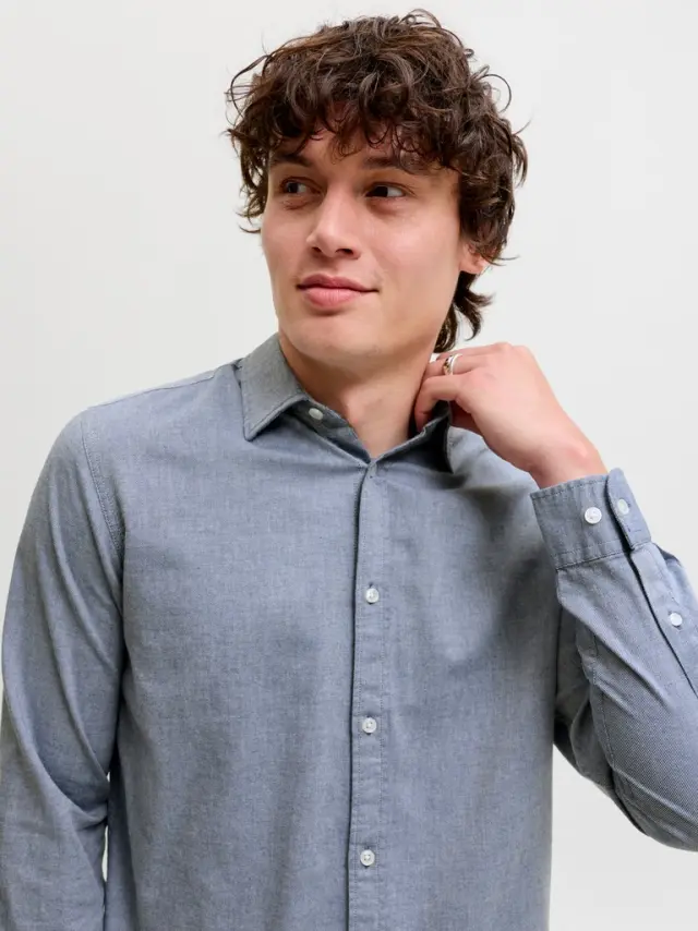 JJEFIELD MELANGE SHIRT LS SN - Faded Denim 2