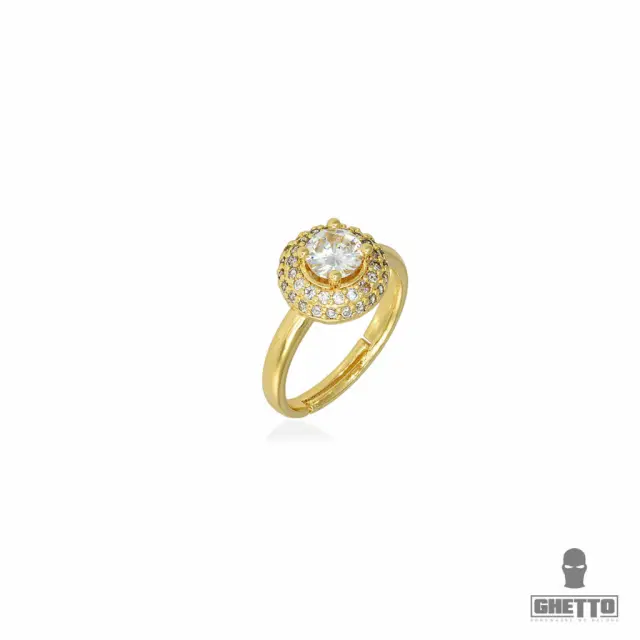 Ghetto Diamond Shaped CZ Gemstone Adjustable Ring Gold