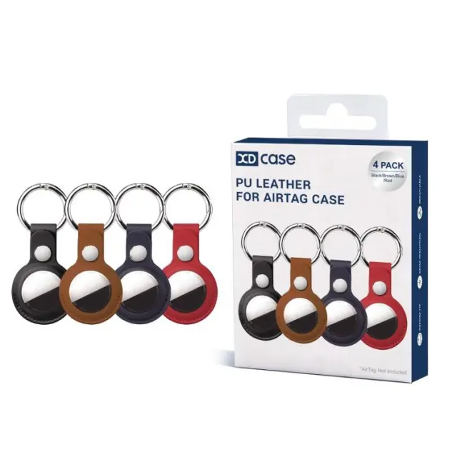 Θήκες Μπρελόκ Δερματίνης για Airtag (4pcs)-Red/Black OEM