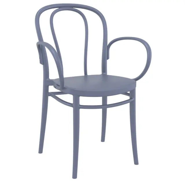 Πολυθρόνα Στοιβαζόμενη VICTOR Σκούρο Γκρι PP 57x52x85cm