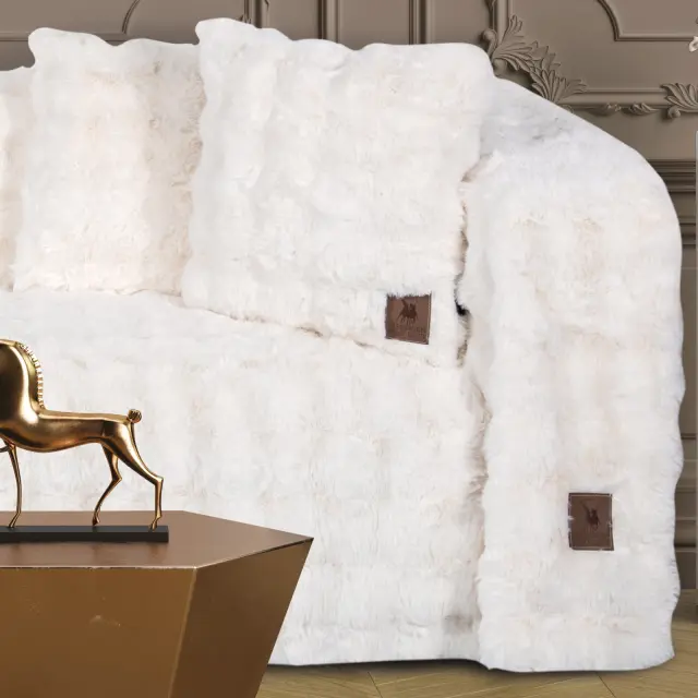 Ριχτάρι Διθέσιο 180x250 Velvet Premium Greenwich Polo Club 3936 Ivory 100% Πολυέστερ 2