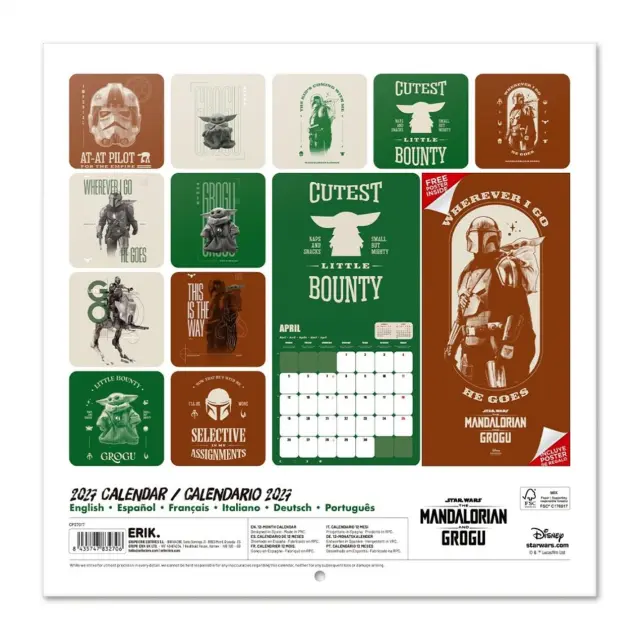 HMEΡΟΛΟΓΙΟ ΤΟΙΧΟΥ STAR WARS THE MANDALORIAN AND GROGU 2027 30X30 CALENDAR CP27017 2