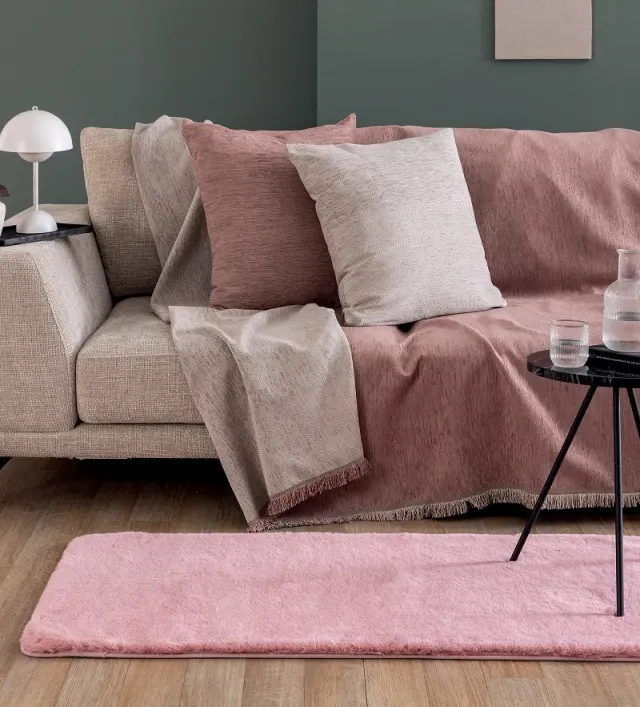 Χαλί αντιολισθητικό 120x180 Lagos Pink Γούνινο Palamaiki 2