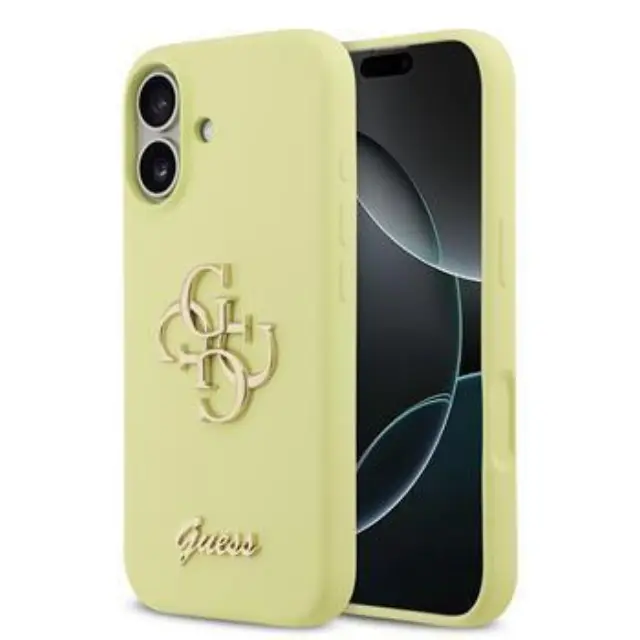 Guess Liquid Silicone 4G Metal Logo Case for iPhone 17 Yellow