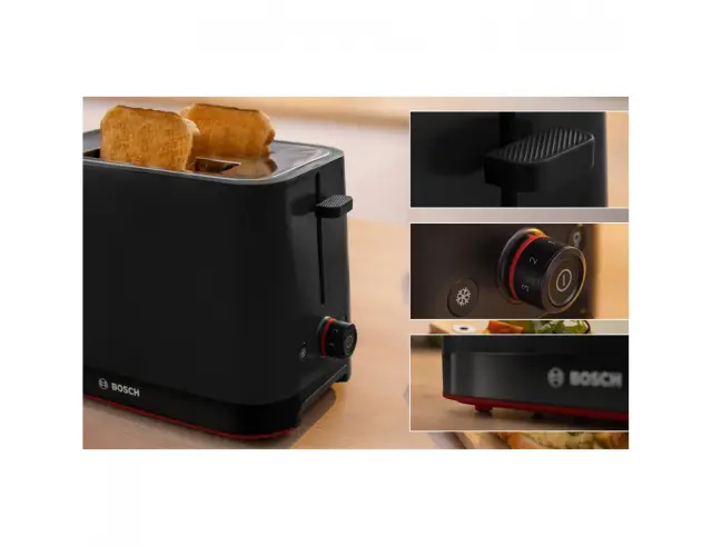 Compact Φρυγανιέρα Bosch MyMoment TAT3M123 με ισχύ 950W και χωρητικότητα 2 φέτες ψωμιού - Black TAT3M123 3