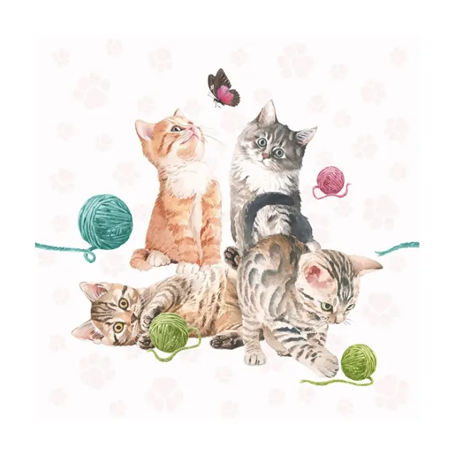 Χαρτοπετσέτα για decoupage, 1τεμ, Playing Kitten