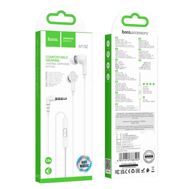 Hoco® M102 In-ear Handsfree Ακουστικά με Βύσμα 3.5mm Λευκό 2