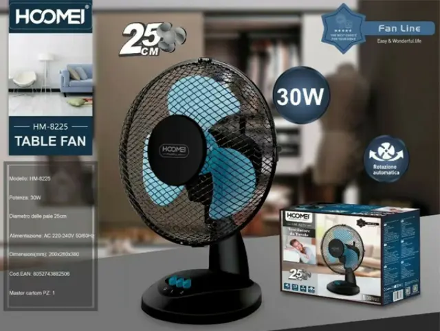 Hoomei Επιτραπέζιος Ανεμιστήρας 30W με Διάμετρο 25cm HM-8225 2