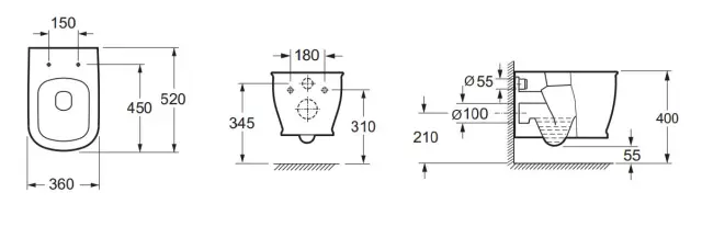 Λεκάνη αναρτώμενη rimless με κάλυμμα GENESIS CH 10150 KARAG 2