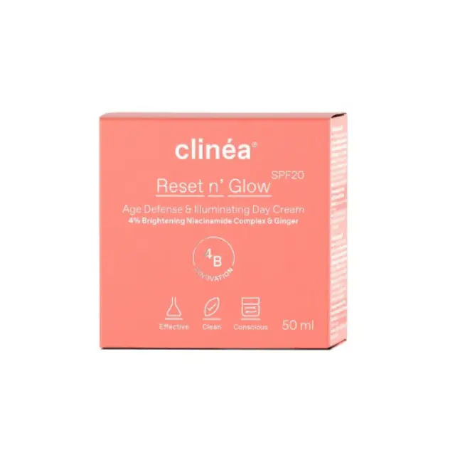 Clinea Reset n' Glow Κρέμα Προσώπου Ημέρας με SPF20 για Αντιγήρανση & Λάμψη με Νιασιναμίδη & Πρεβιοτικά 50ml