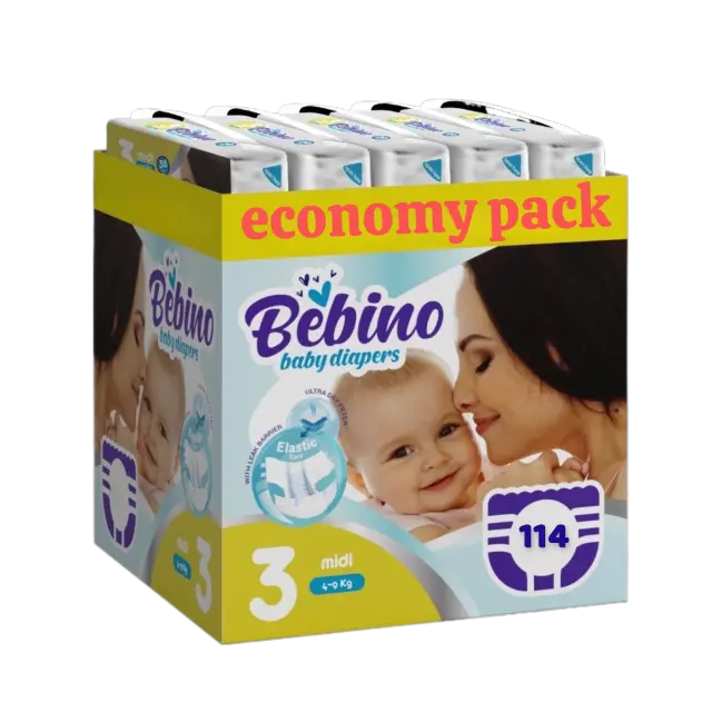 Bebino economy Pack παιδικες πανες midi no3 4-9 kg 114 τμχ