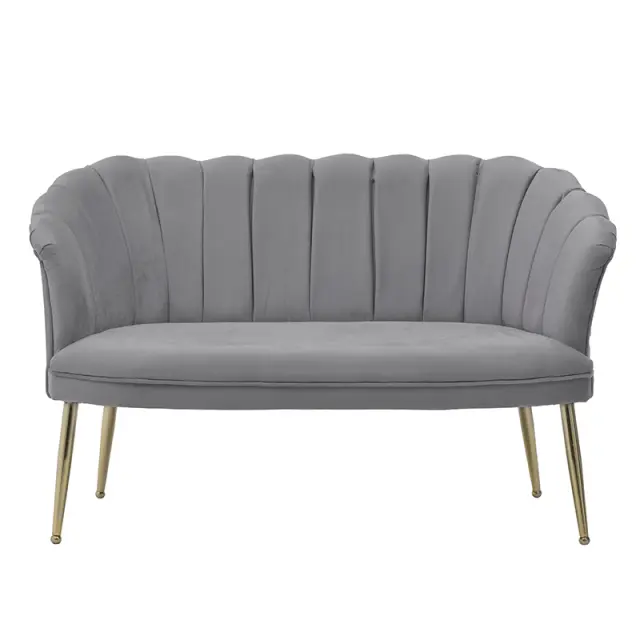 Καναπές Διθέσιος Γκρι Βελούδο 130x62x82/44cm 3-50-777-0010 2