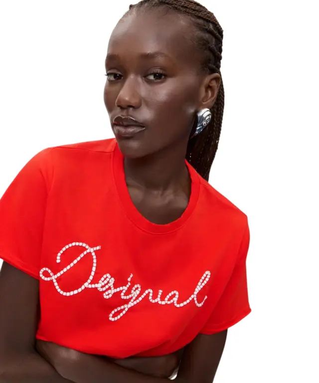 Desigual - Γυναικείο Βαμβακερό Μπλουζάκι Neena 26WWTK39-3069 Κόκκινο 3