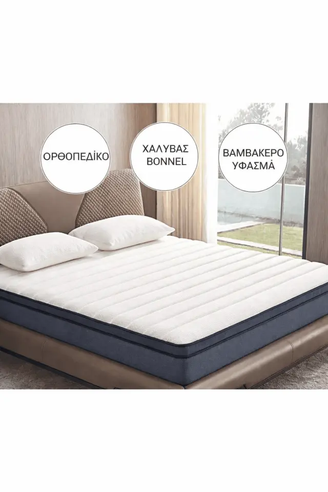 Stewehome Ορθοπεδικό Στρώμα Διπλό με Ελατήρια και Ανώστρωμα Πούπουλου -Λευκό/ Ανθρακί 150x200x24 cm 2