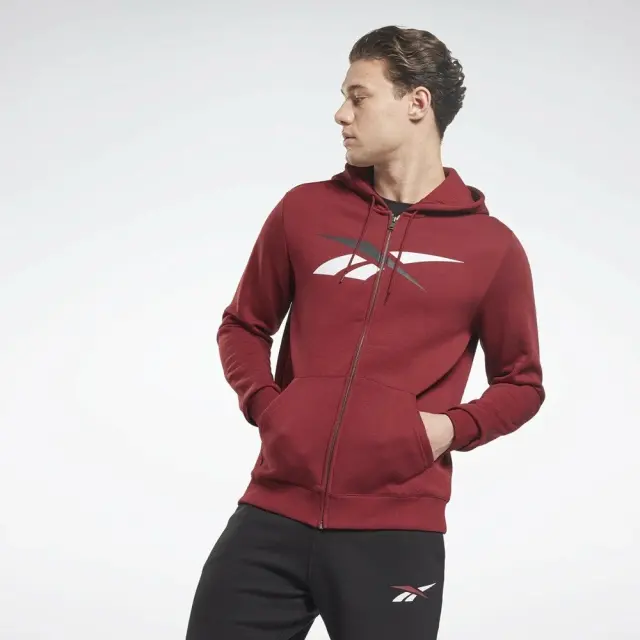 Reebok Training Big Logo Full-Zip Hoodie (HI0583-Crimson) - Βυσσινί - XL
