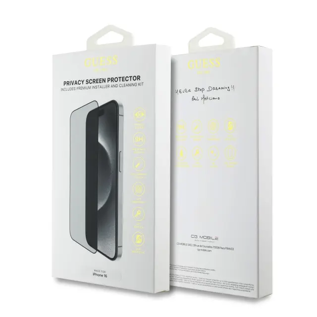 Guess Screen Protector 2.5D PRIVACY for iPhone 16 Black 2