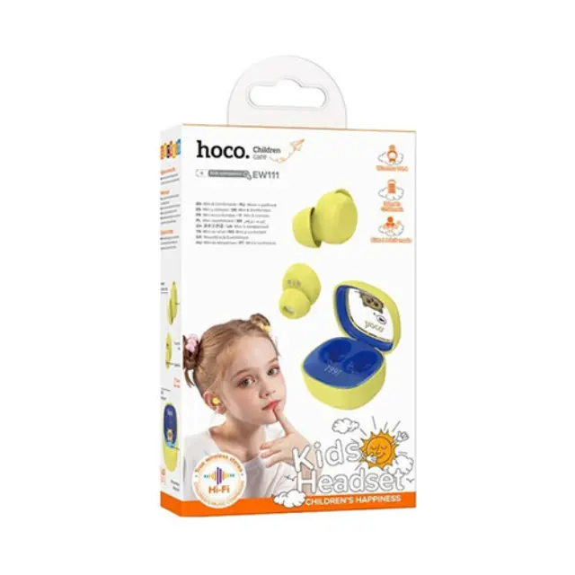Hoco EW111 Kids In-ear Bluetooth Handsfree Ακουστικά με Θήκη Φόρτισης Κίτρινα 3