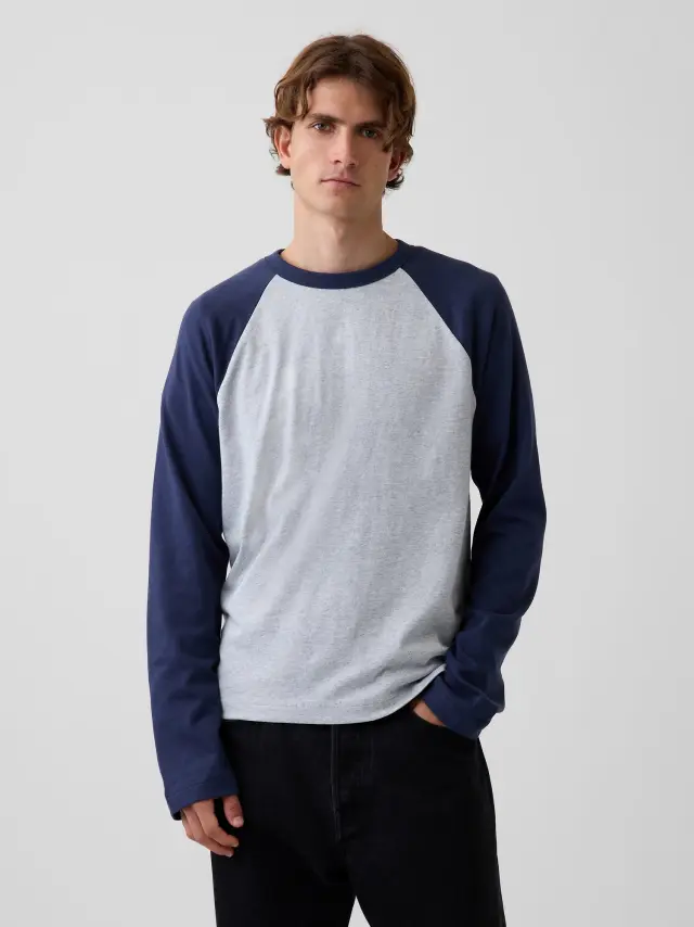 Ανδρική Μπλούζα Heavyweight Relaxed Γραμμής Vintage navy blue & grey