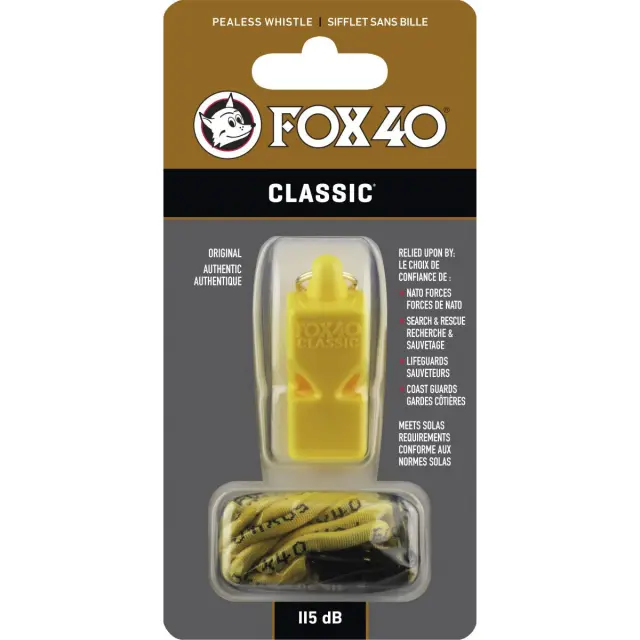 Σφυρίχτρα FOX40 CLASSIC SAFETY Κίτρινη Με Κορδόνι 3