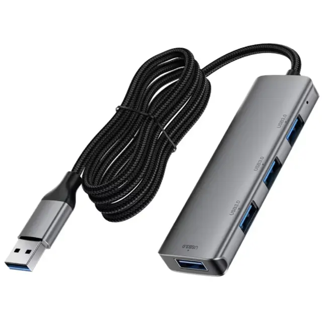 Acefast - Hub 4 in 1 (J17) - 4 x USB3.0, 5Gbps, Plug & Play, Aluminum Alloy, 5V/3A, USB Cable, 1m - Metal Gray 2