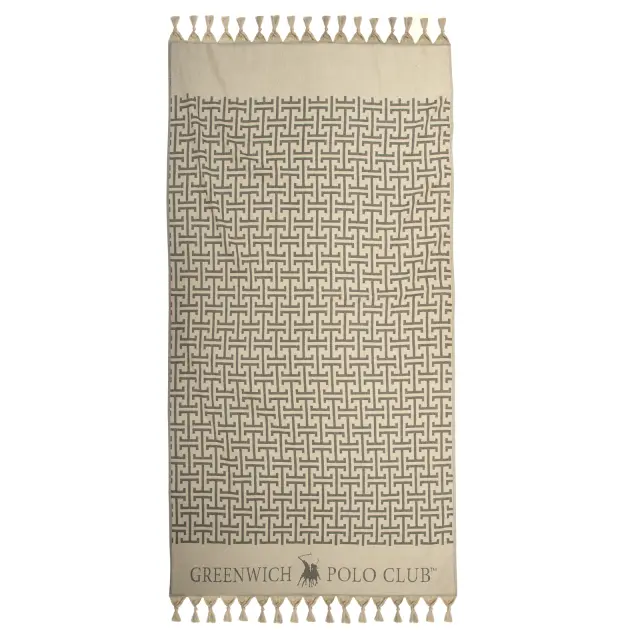Πετσέτα-Παρεό Θαλάσσης 90x170 Greenwich Polo Club 4057 Beige-Black 100% βαμβακερό