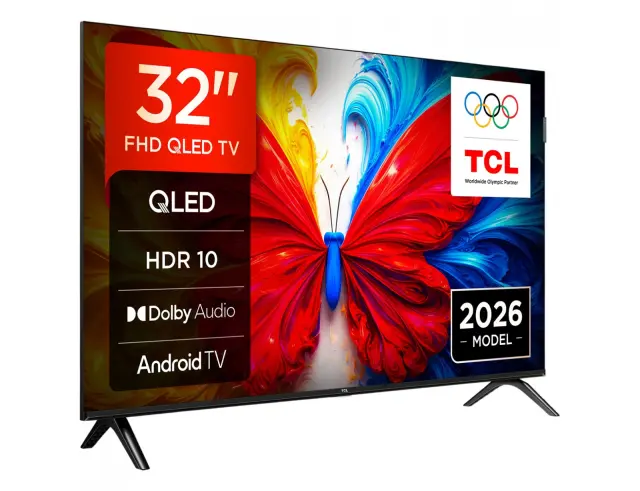 Smart TV 32'' TCL 32S5L - Ανάλυση Full HD QLED (1920 x 1080) - Dolby Audio - HDR10 HLG - Hotel Menu - Δέκτες DVB-T2, DVB-C, DVB-S2 - 2x HDMI, 1x USB, Wi-Fi, Bluetooth 32S5L 2