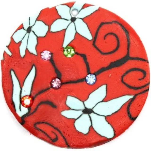 Fimo Κρεμαστό Red Circle 37mm