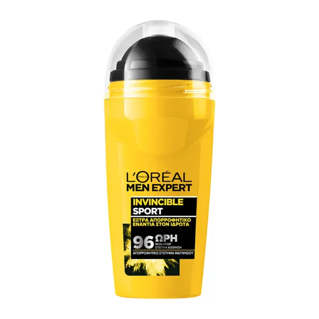 Men Expert Invincible Sport Roll-On Αποσμητικό 96h Δράση 50ml